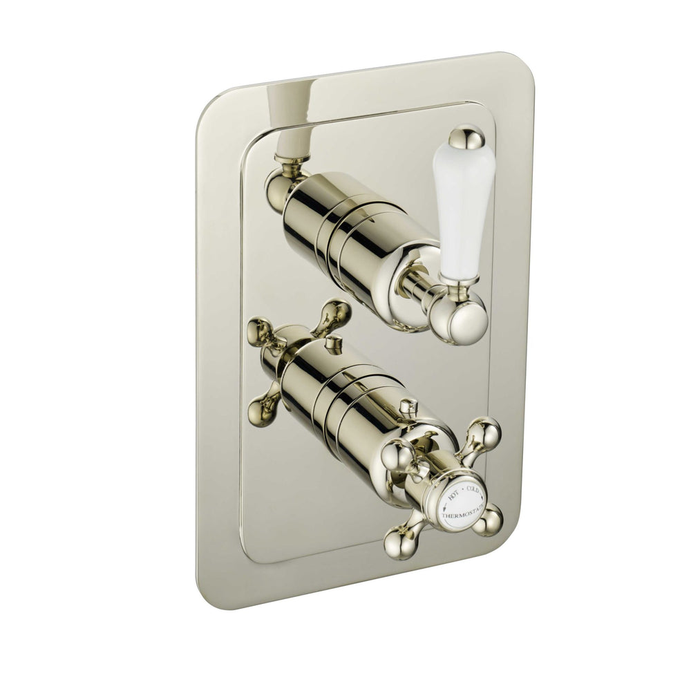 JTP Grosvenor Lever Thermostatic Concealed 1 Outlet Shower Valve, Vertical in Polished Nickel