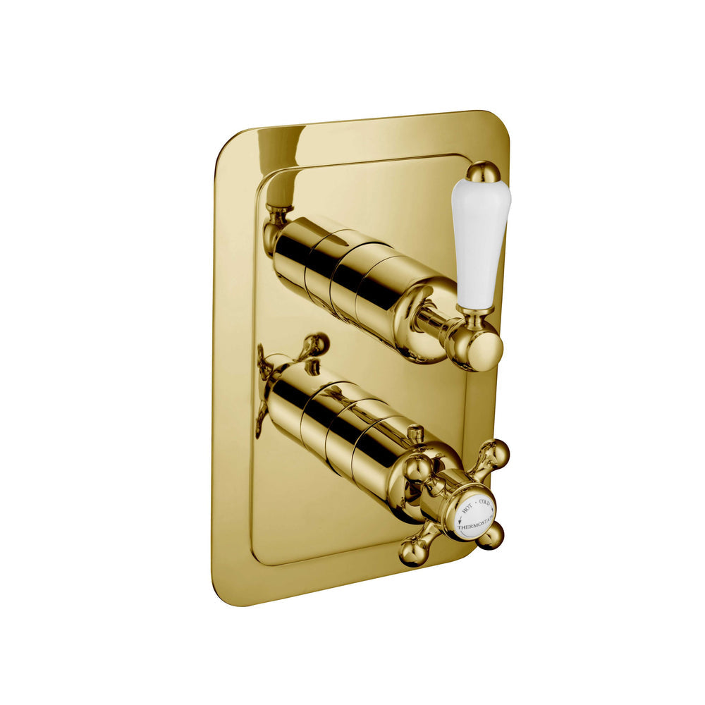 JTP Grosvenor Lever Thermostatic Concealed 1 Outlet Shower Valve, Vertical in Polished Gold