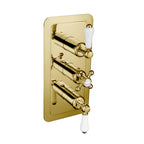 JTP Grosvenor Lever Thermostatic Concealed 3 Outlet Shower Valve, Vertical in Polished Gold