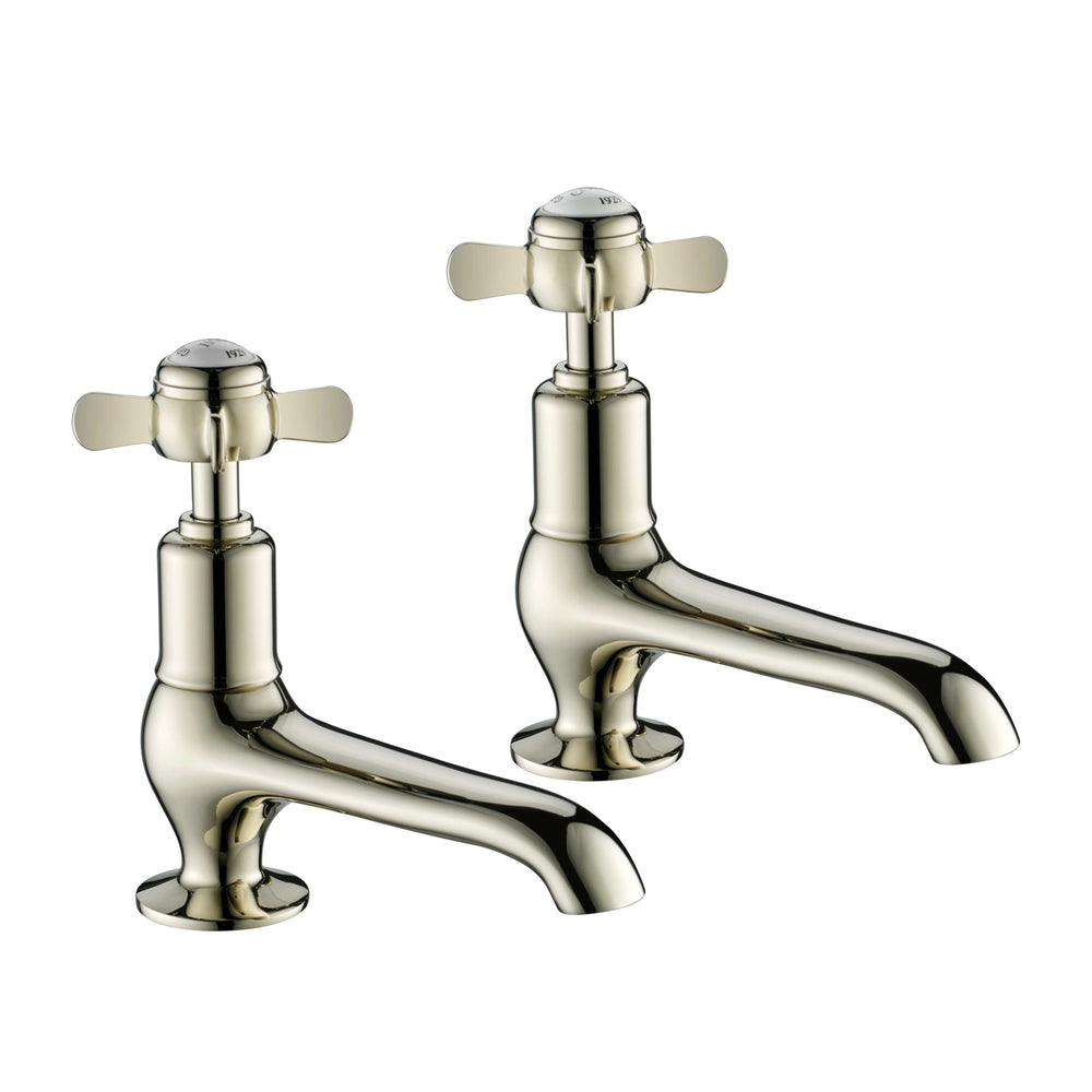 JTP Grosvenor Pinch Long Nose Basin Taps in Polished Nickel