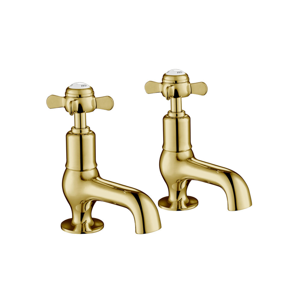 JTP Grosvenor Pinch Cloakroom Basin Taps in Polished Gold