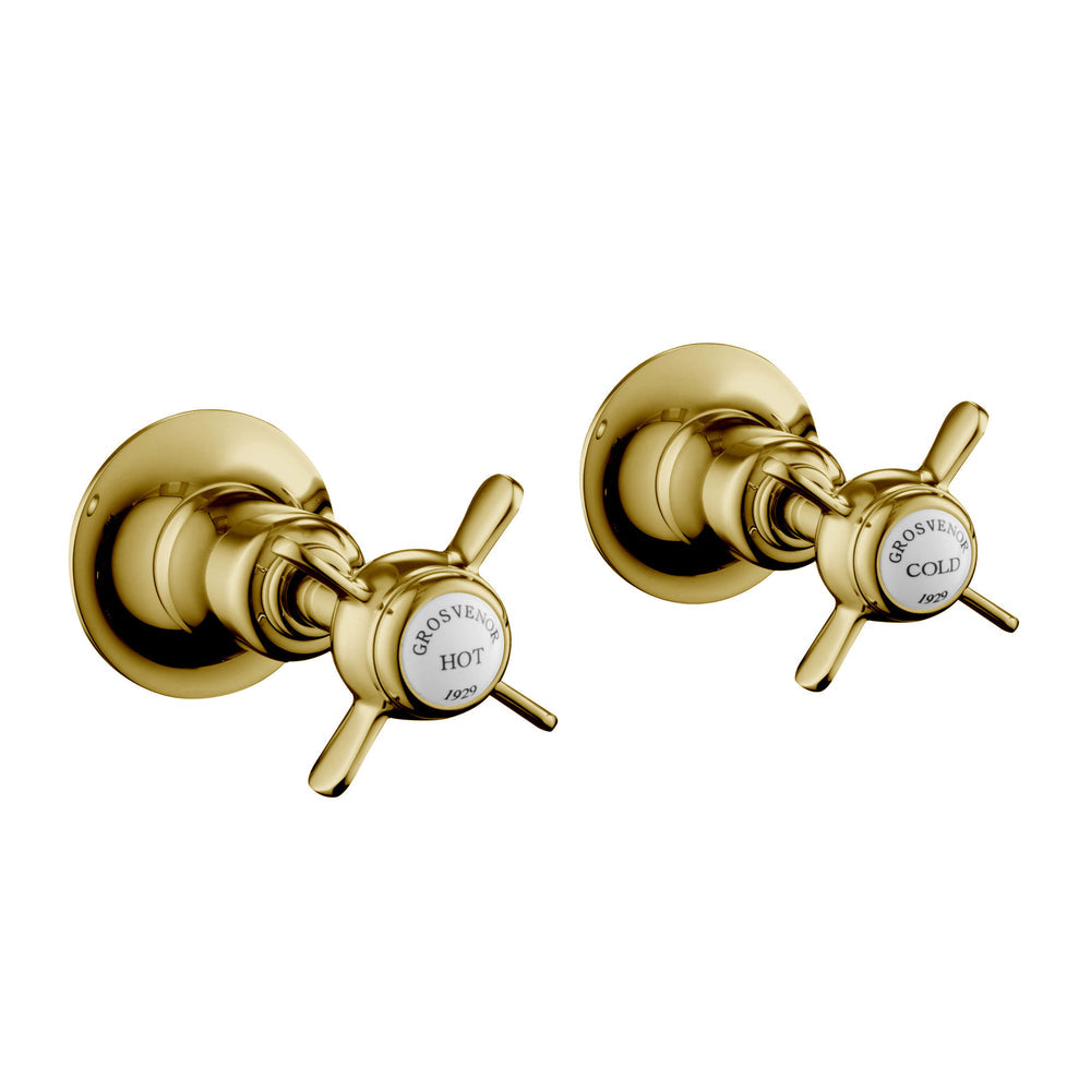 JTP Grosvenor Pinch Wall Valves 1/2" in Polished Gold