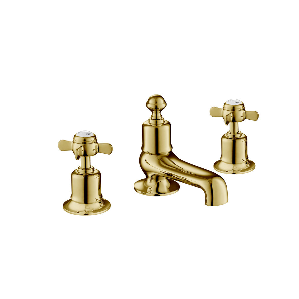 JTP Grosvenor Pinch 3 Hole Deck Mounted Bath Filler in Polished Gold