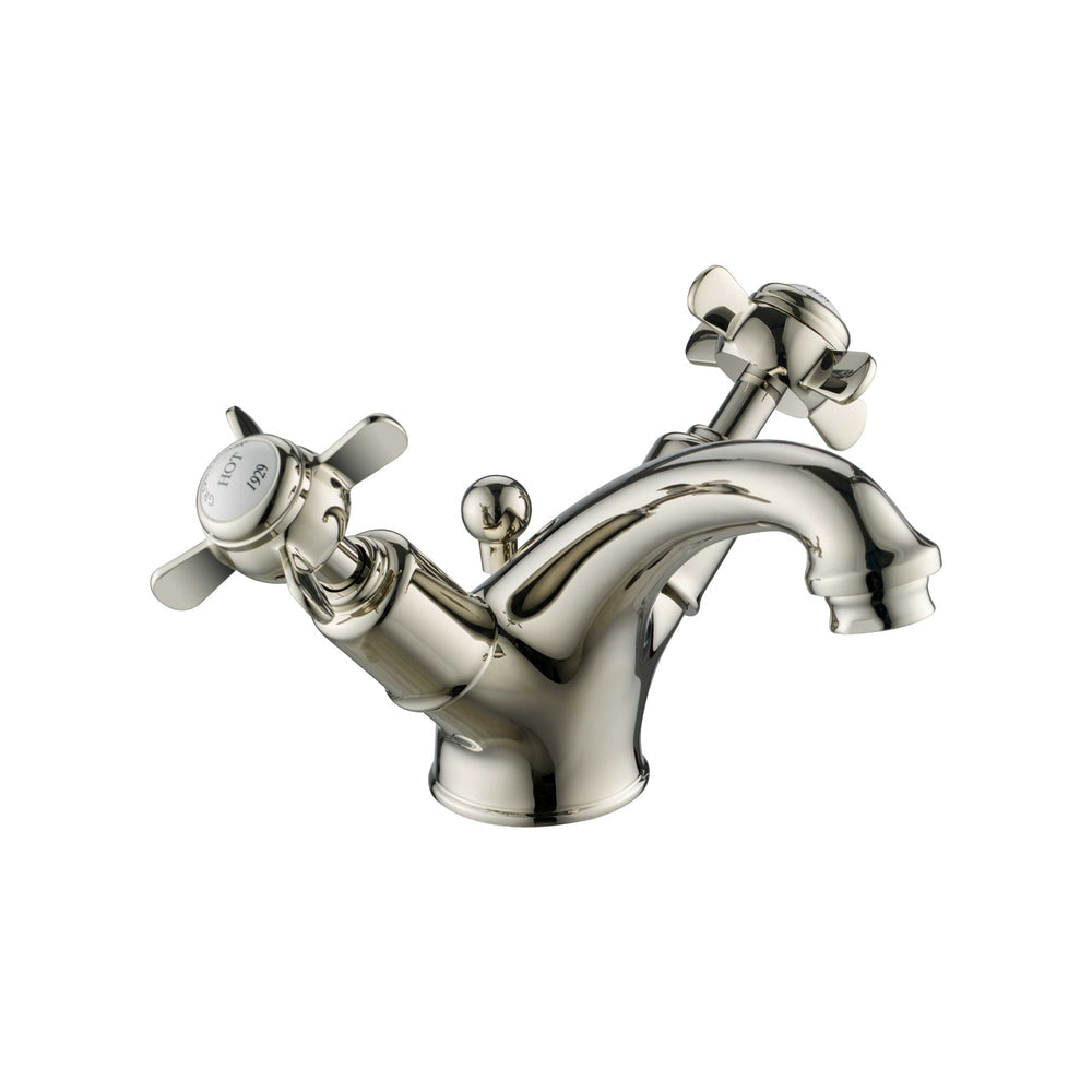 JTP Grosvenor Pinch Basin Mixer with Pop Up Waste in Polished Nickel