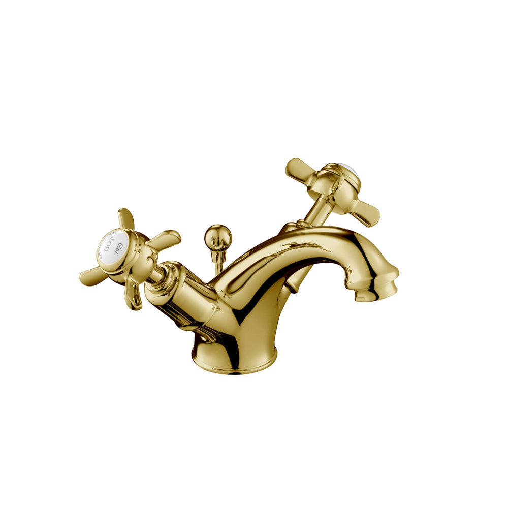 JTP Grosvenor Pinch Basin Mixer with Pop Up Waste in Polished Gold