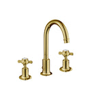 JTP Grosvenor Pinch 3 Hole Basin Mixer with Swivel Spout and Pop Up Waste in Polished Gold