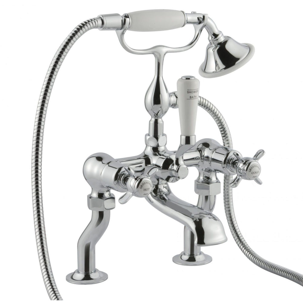 JTP Grosvenor Pinch Bath Shower Mixer with Kit in Chrome