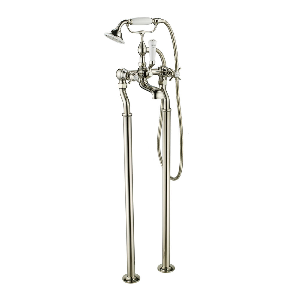 JTP Grosvenor Pinch Freestanding Bath Shower Mixer with Kit in Polished Nickel