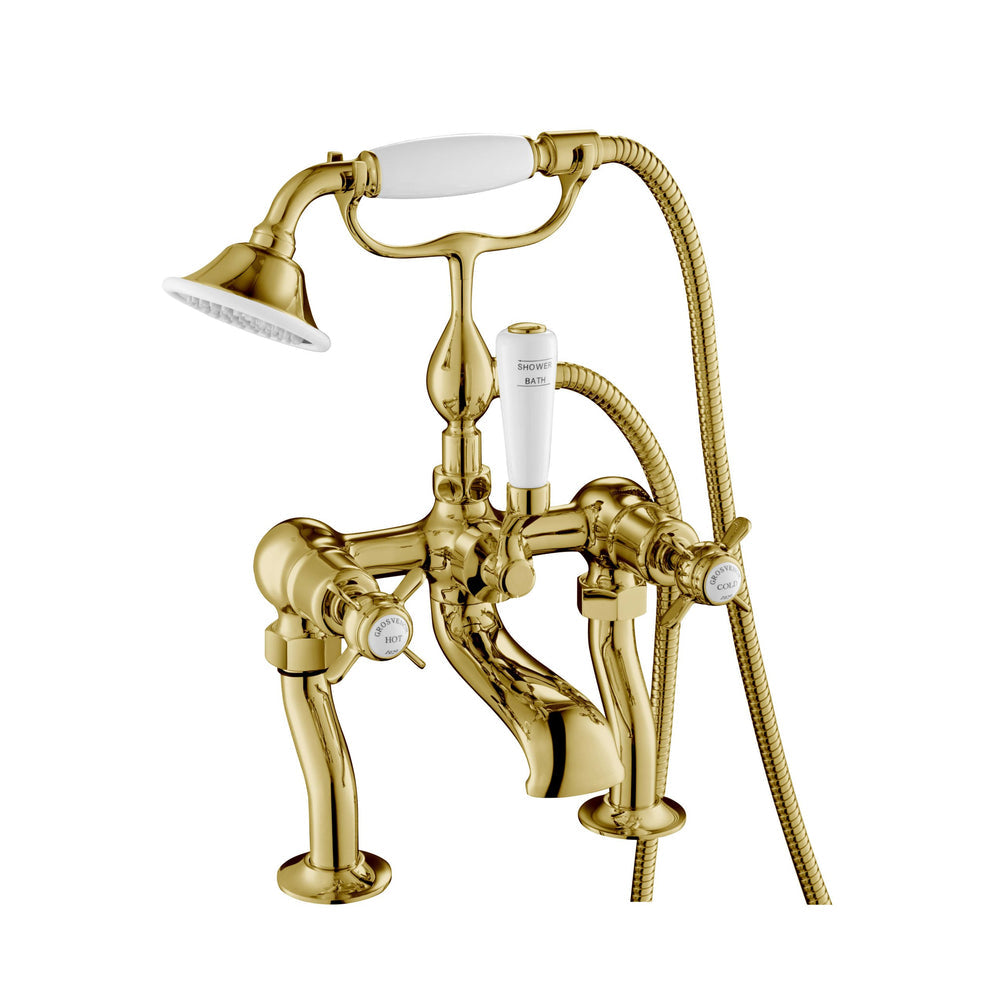 JTP Grosvenor Pinch Bath Shower Mixer with Kit in Polished Gold