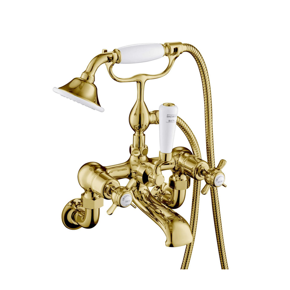 JTP Grosvenor Pinch Bath Shower Mixer with Kit in Polished Gold