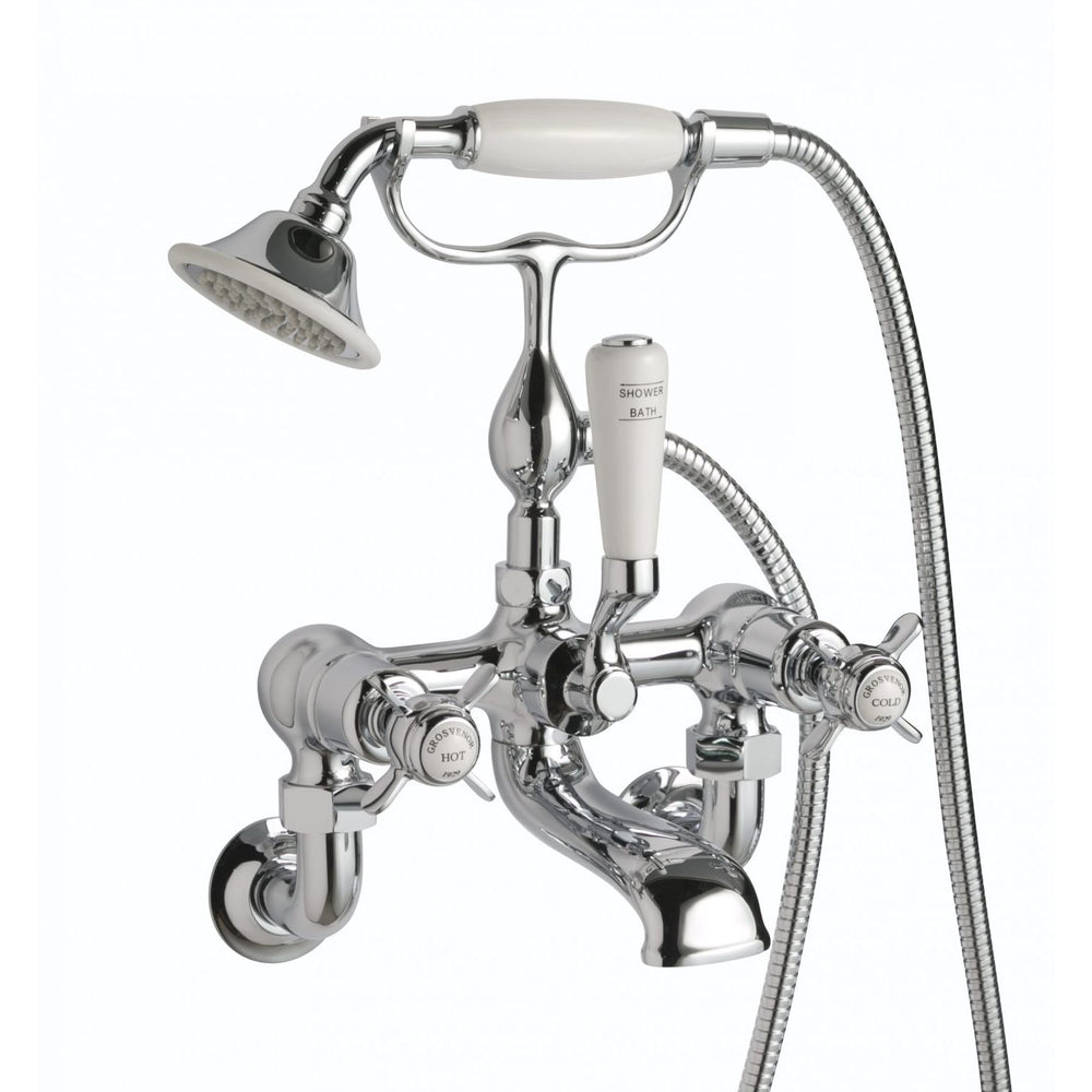 JTP Grosvenor Pinch Bath Shower Mixer with Kit in Chrome