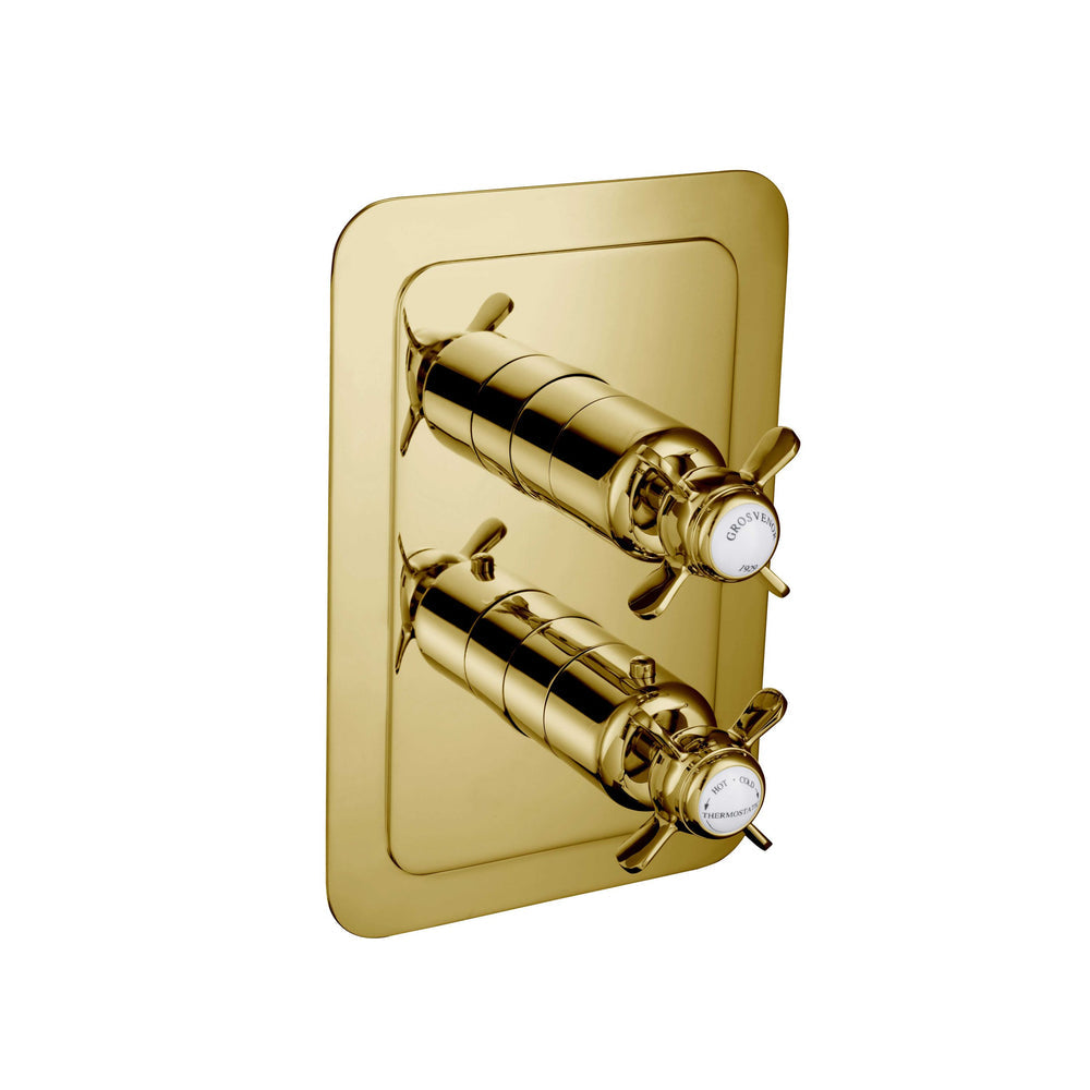 JTP Grosvenor Pinch Thermostatic Concealed 1 Outlet Shower Valve, Vertical in Polished Gold