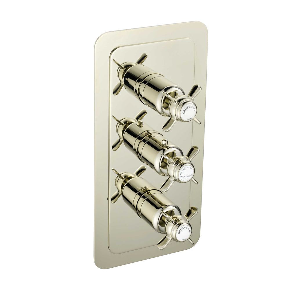 JTP Grosvenor Pinch Thermostatic Concealed 2 Outlet Shower Valve, Vertical in Polished Nickel