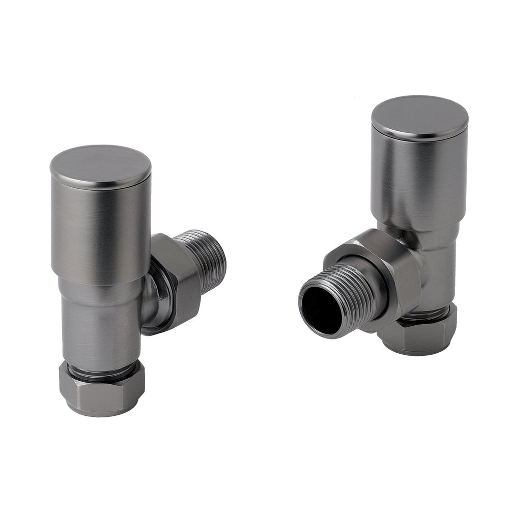 JTP Angled Radiator Valves (Pair) in Brushed Black