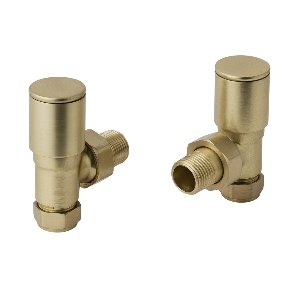JTP Angled Radiator Valves (Pair) in Brushed Brass
