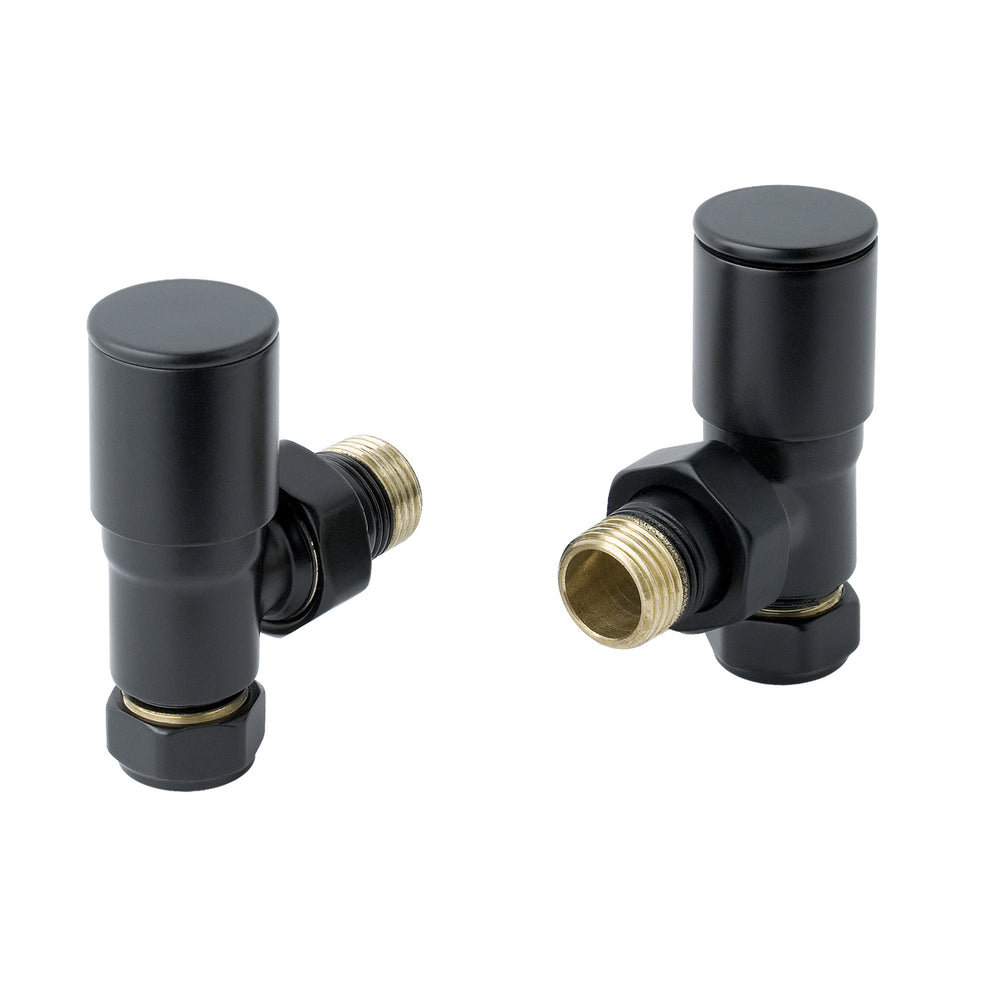 JTP Angled Radiator Valves (Pair) in Matt Black