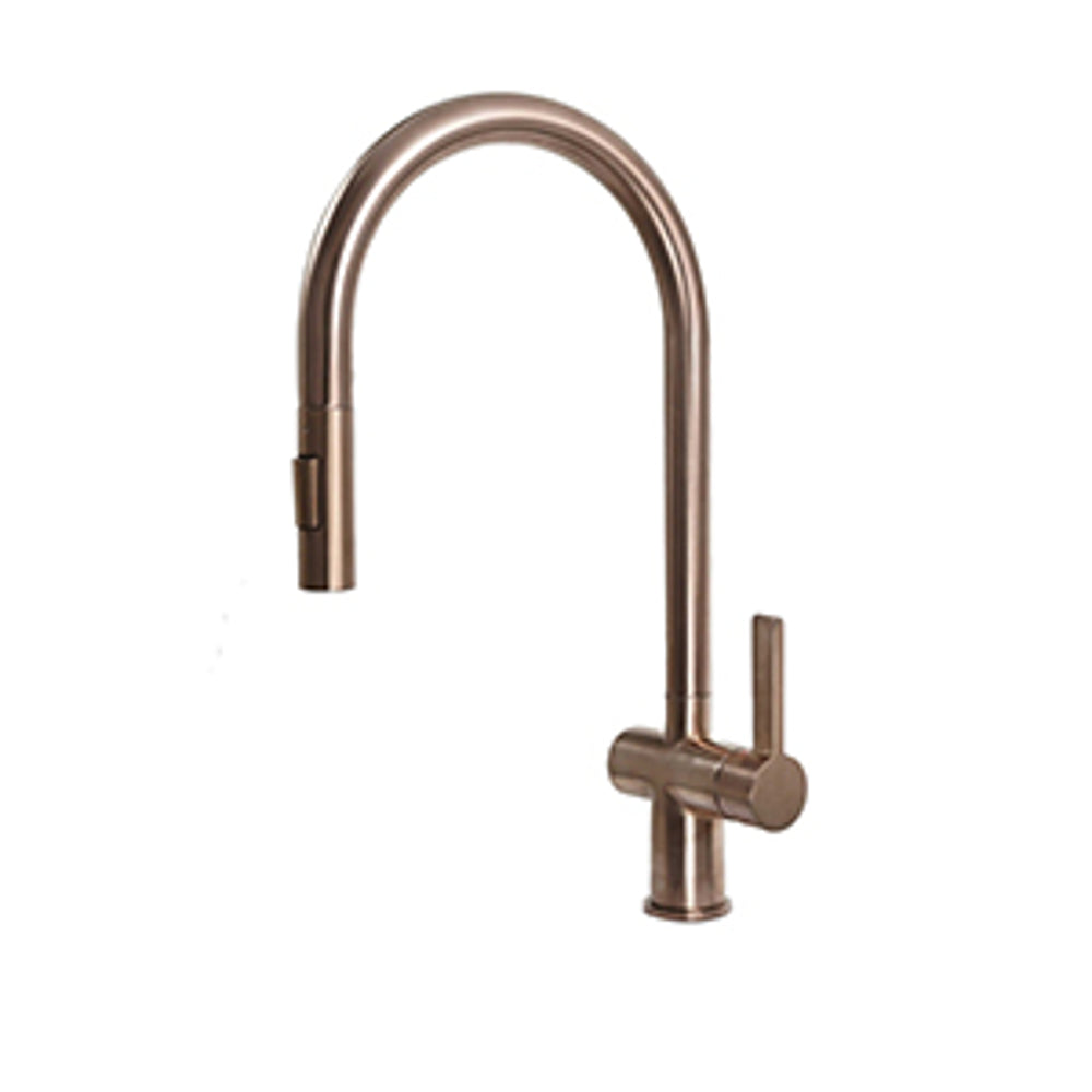 JTP VOS Single Lever Pull Out Kitchen Sink Mixer in Brushed Bronze