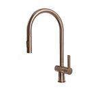 JTP VOS Single Lever Pull Out Kitchen Sink Mixer in Brushed Bronze