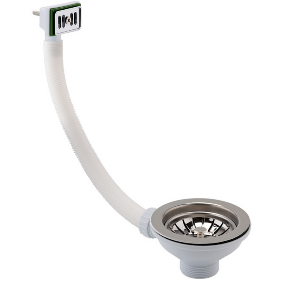 JTP Basket Strainer Waste with Square Overflow in Chrome