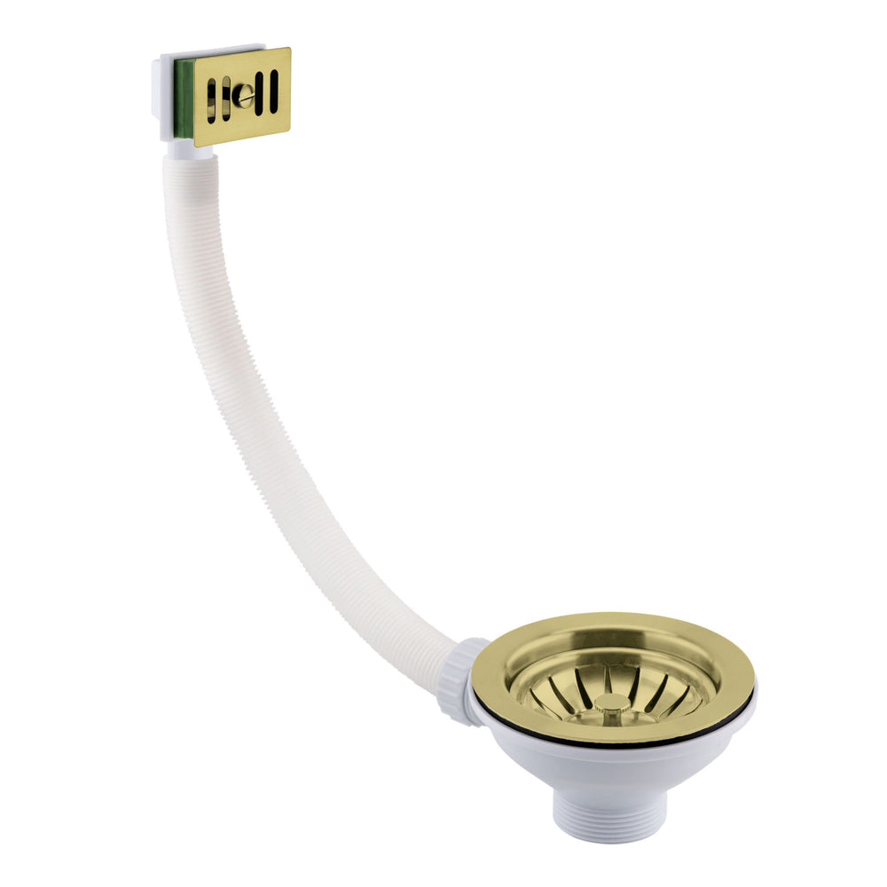 JTP Basket Strainer Waste with Square Overflow in Brushed Brass