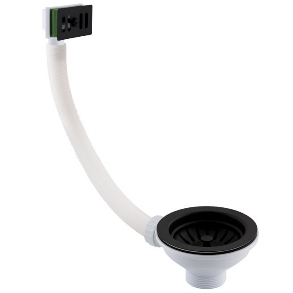 JTP Basket Strainer Waste with Square Overflow in Matt Black