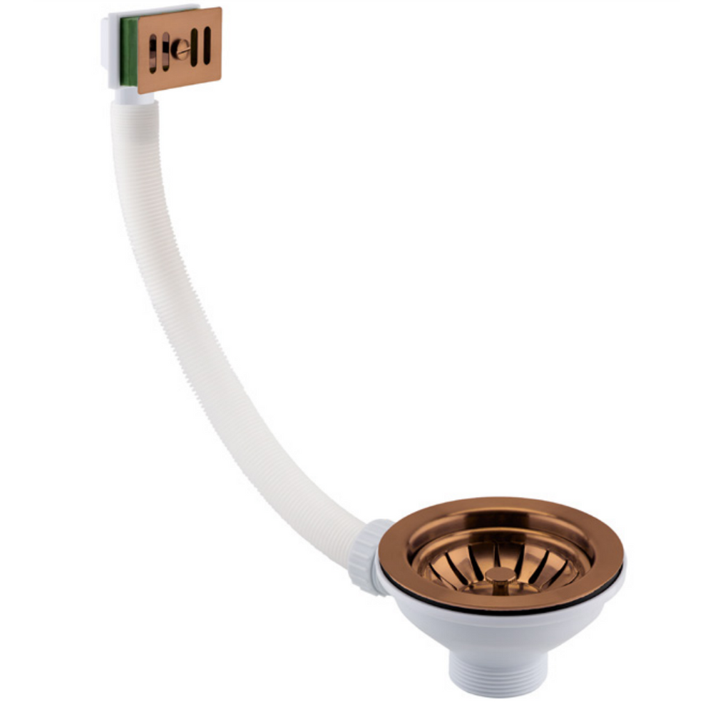 JTP Basket Strainer Waste with Square Overflow in Brushed Bronze