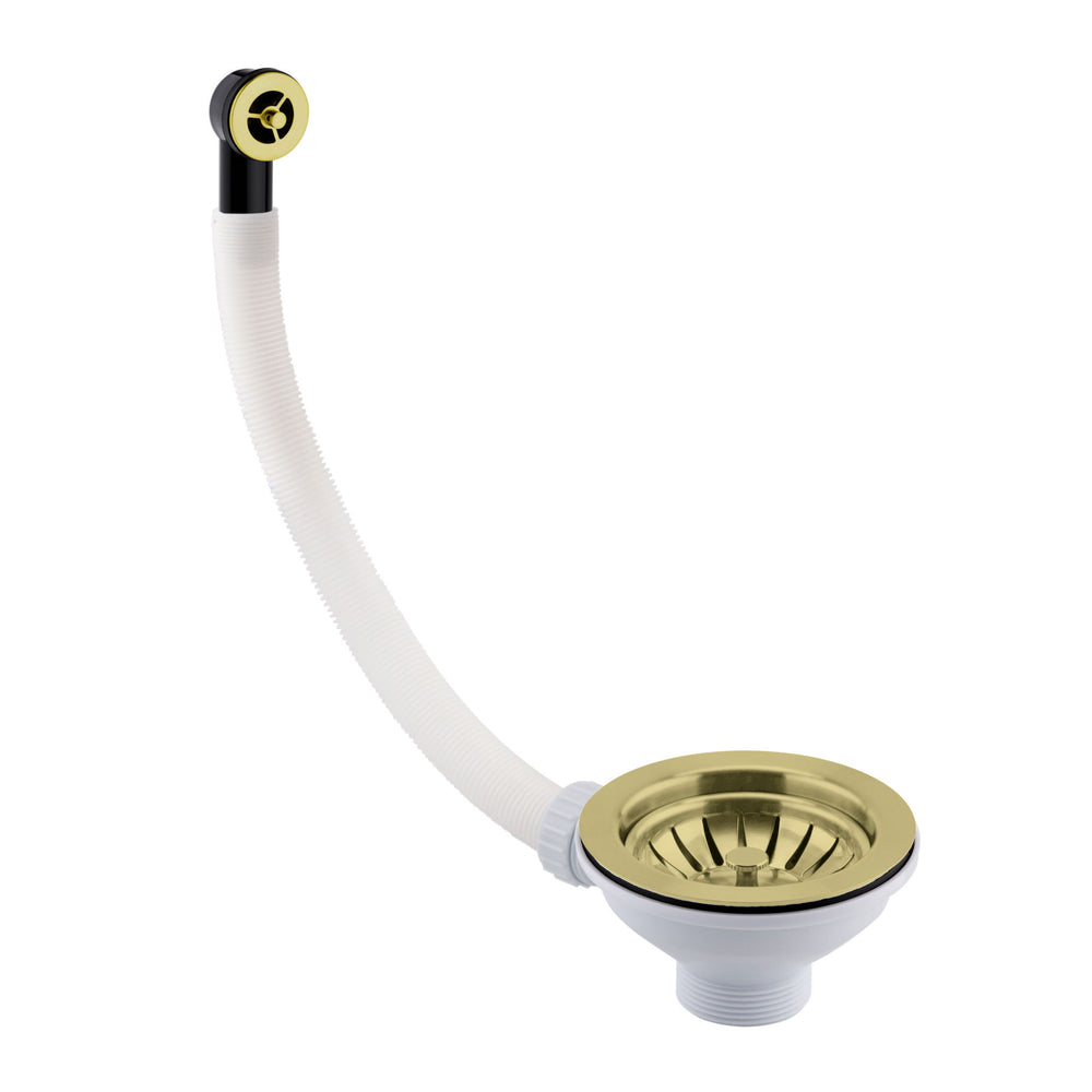 JTP Basket Strainer Waste with Round Overflow in Brushed Brass