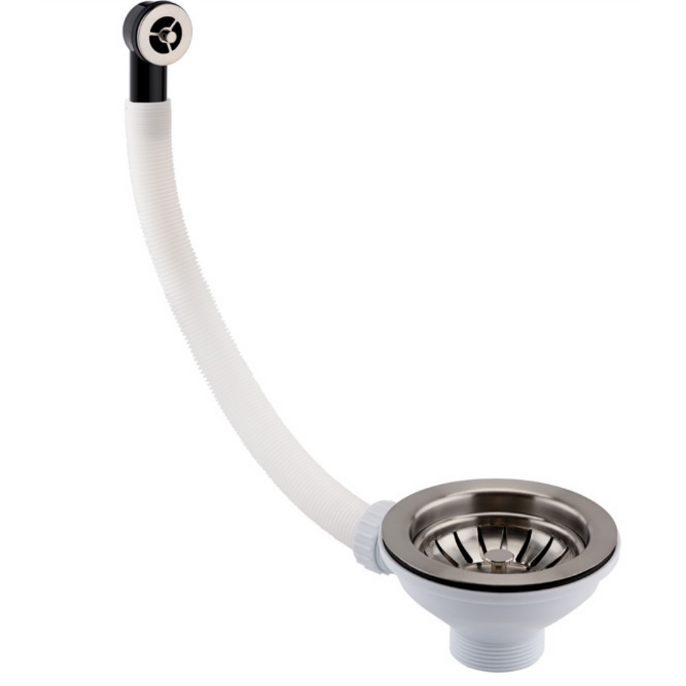 JTP Basket Strainer Waste with Round Overflow in Stainless Steel