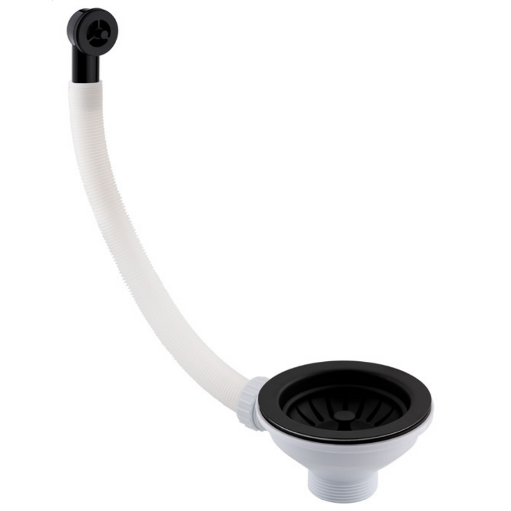 JTP Basket Strainer Waste with Round Overflow in Matt Black