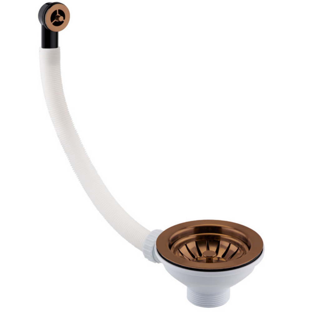 JTP Basket Strainer Waste with Round Overflow in Brushed Bronze