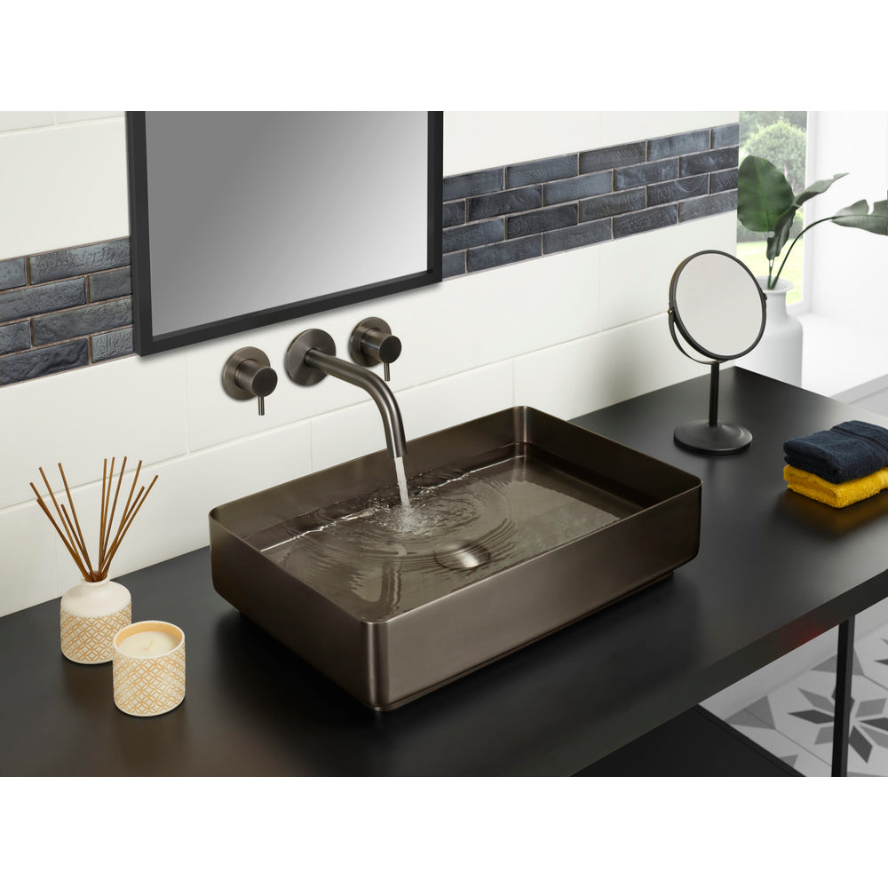 JTP VOS Rectangular Countertop Basin with Click Clack Waste in Brushed Black
