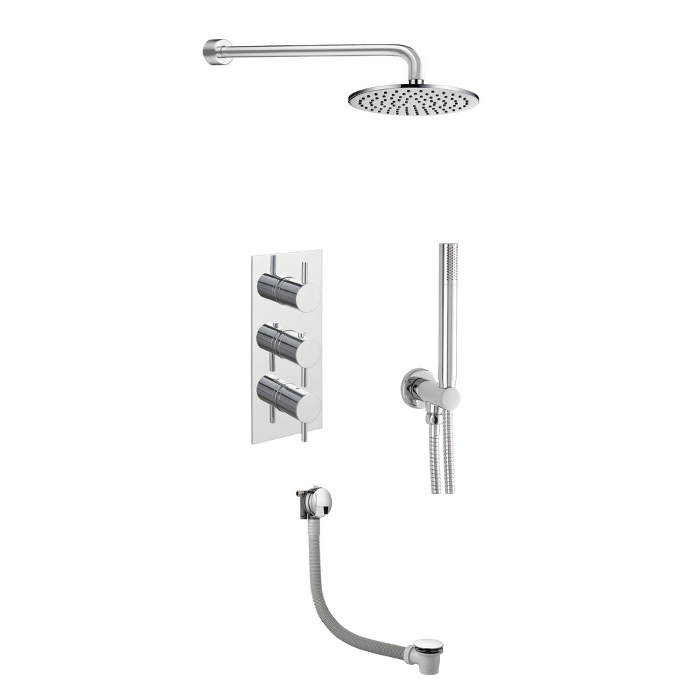 JTP VOS Concealed Shower and Bath Pack: Valve, Arm, Overhead, 60cm Exofil, Outlet and Holder in Chrome