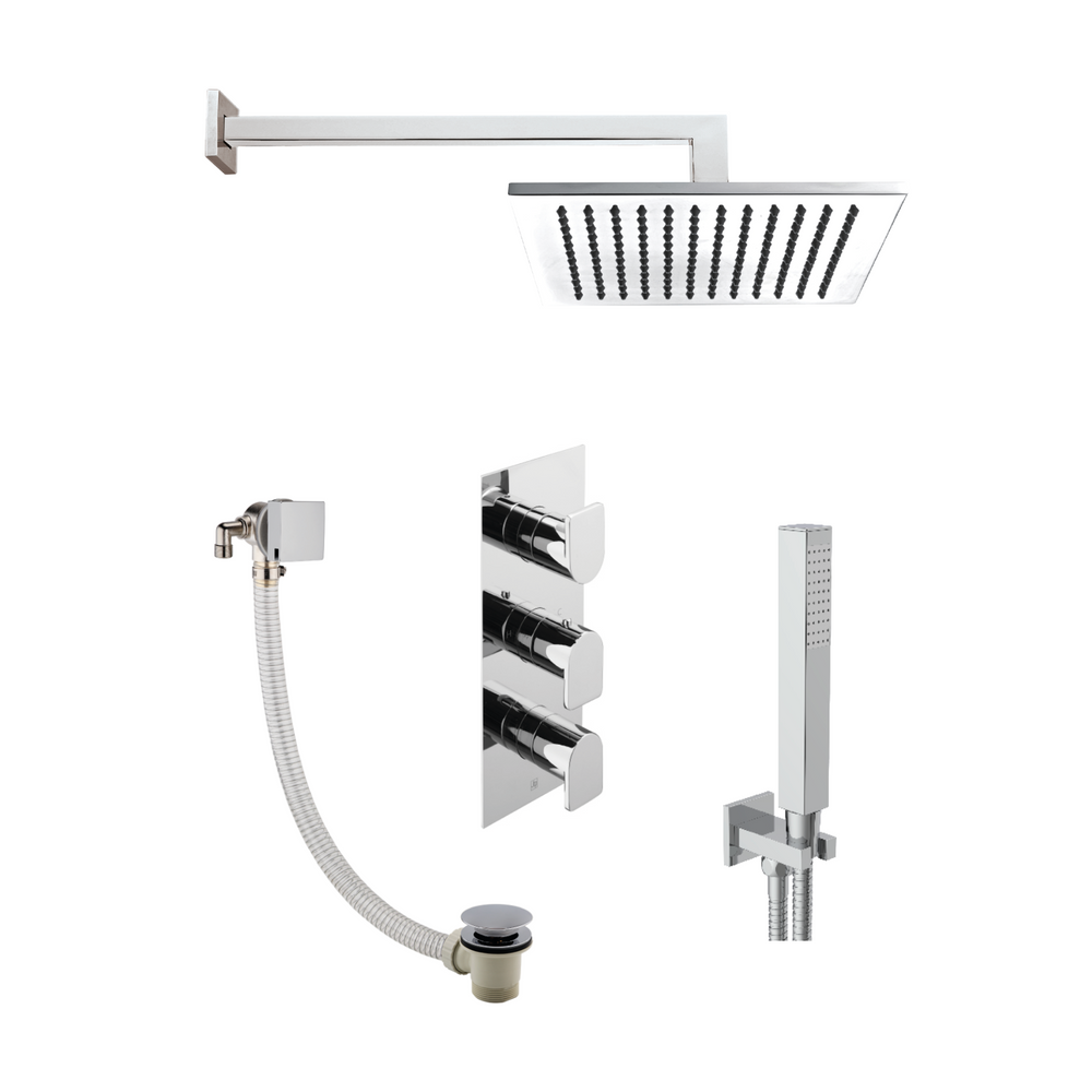 JTP Studio Form 3 Outlet Concealed Shower and Bath Pack in Chrome