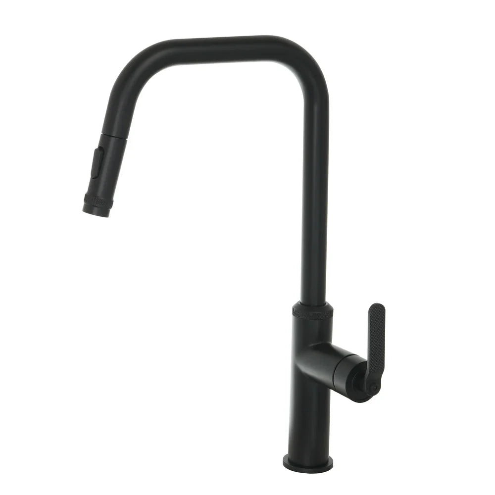 JTP Decor Single Lever Pull Out Kitchen Sink Mixer in Matt Black