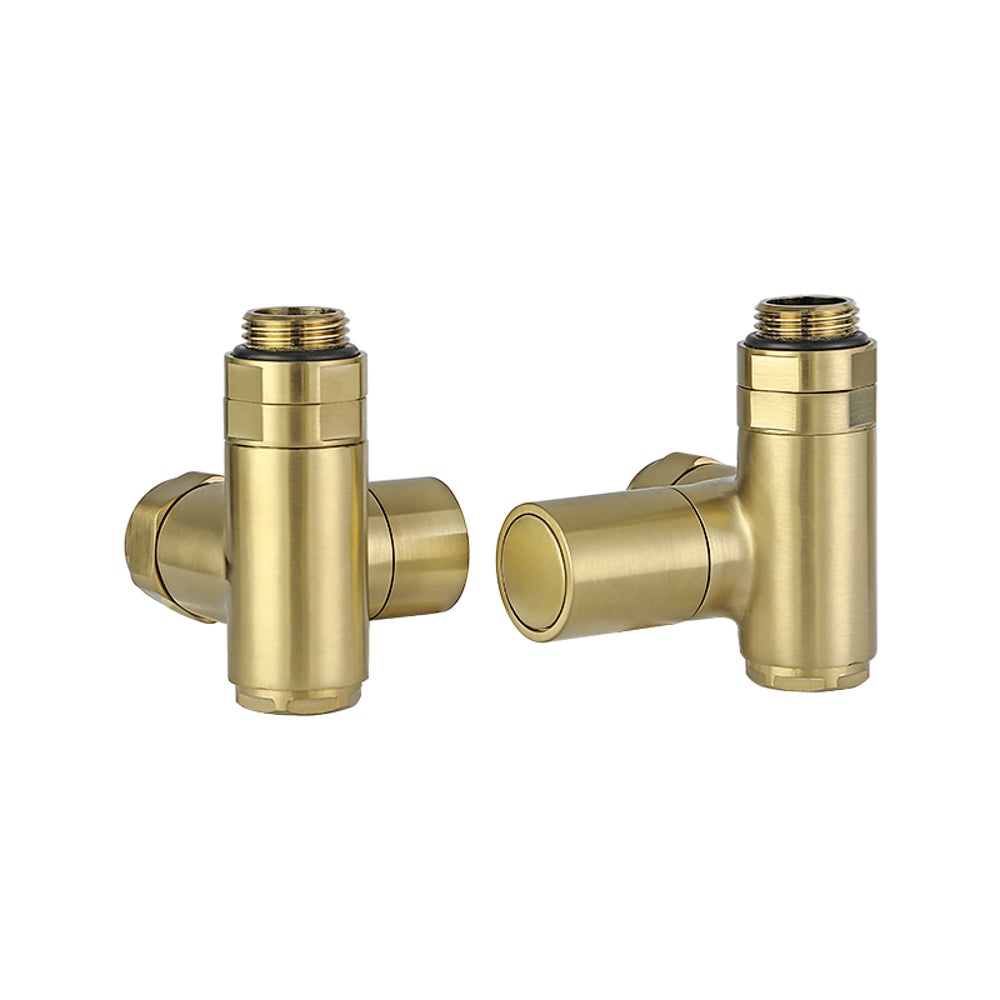 JTP Dual Fuel Radiator Valves (Pair) in Brushed Brass