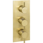 JTP VOS Thermostatic Concealed 3 Outlet Shower Valve, Vertical in Brushed Brass