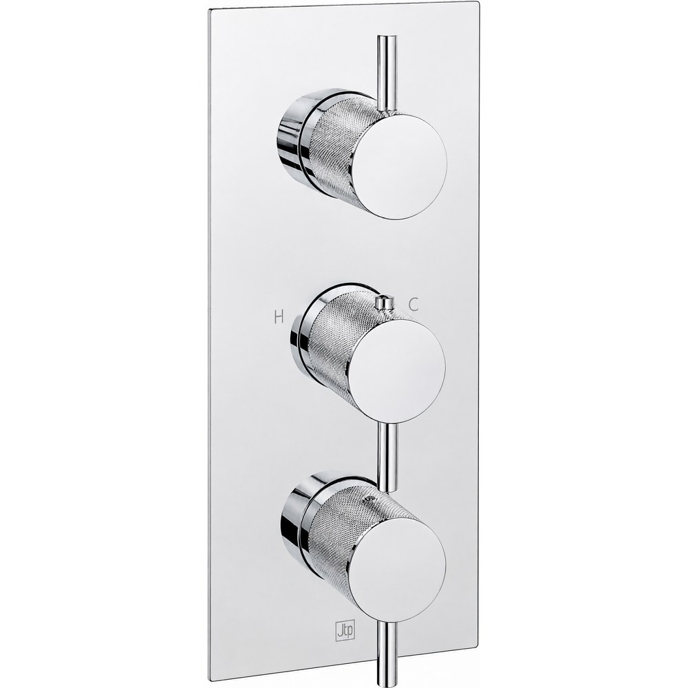 JTP VOS Thermostatic Concealed 3 Outlet Shower Valve, Vertical in Chrome