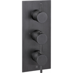 JTP VOS Thermostatic Concealed 2 Outlet Shower Valve, Vertical in Brushed Black