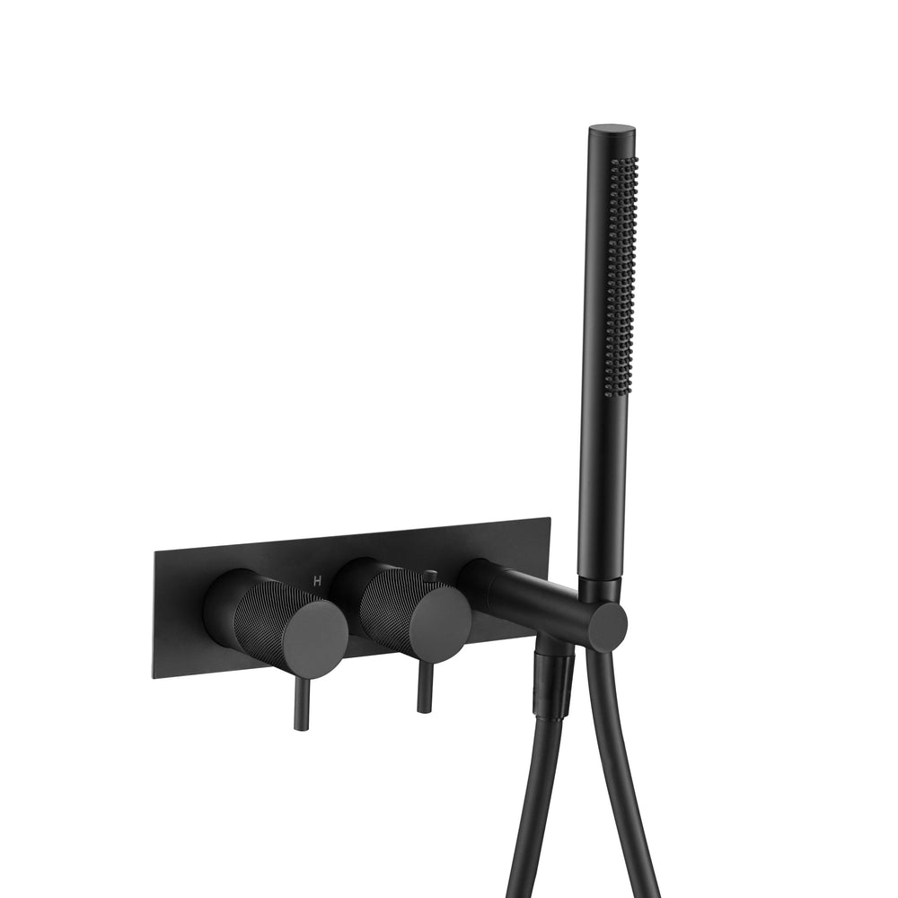 JTP VOS Thermostatic Concealed 2 Outlet Shower Valve with Attached Handset in Matt Black