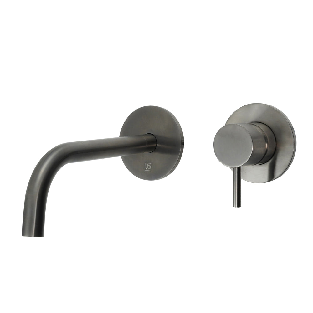 JTP VOS Single Lever Wall Mounted Basin Mixer with Slim Spout in Brushed Black
