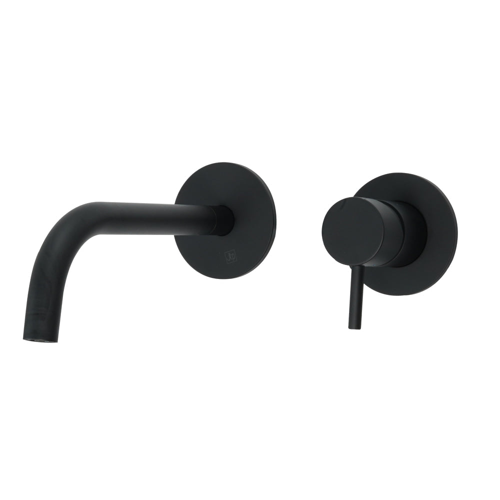 JTP VOS Single Lever Wall Mounted Basin Mixer with Slim Spout in Matt Black