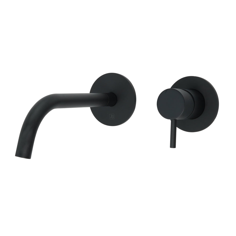 JTP VOS Single Lever Wall Mounted Basin Mixer with Slim Spout in Matt Black