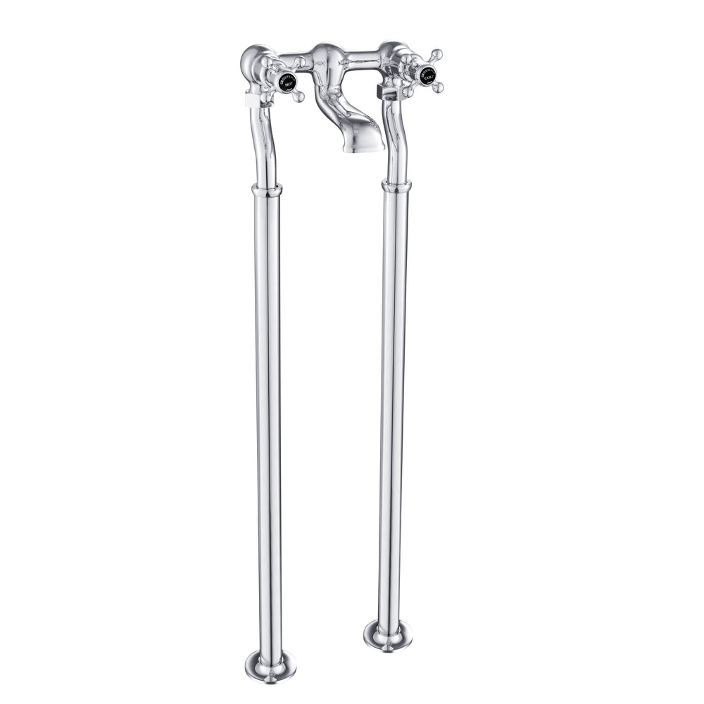 JTP Grosvenor Cross Freestanding Bath Filler in Chrome with Black Indices