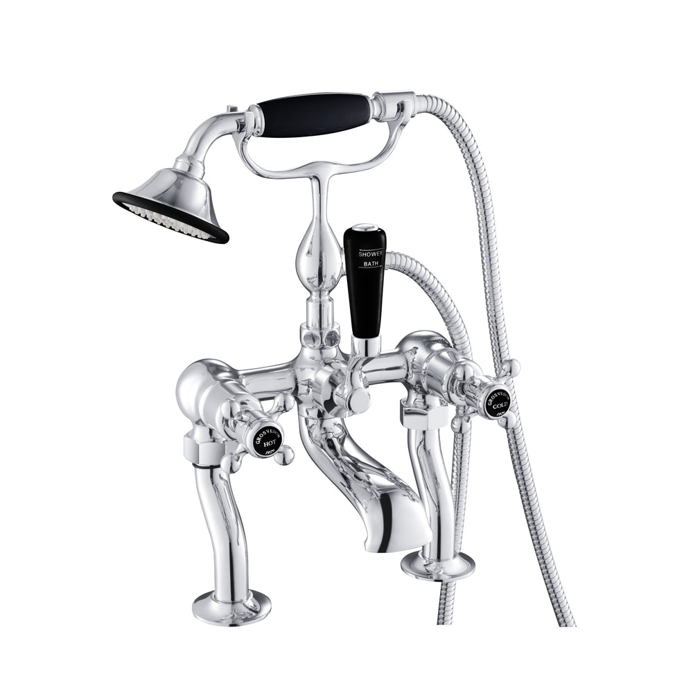 JTP Grosvenor Cross Bath Shower Mixer with Kit in Polished Gold