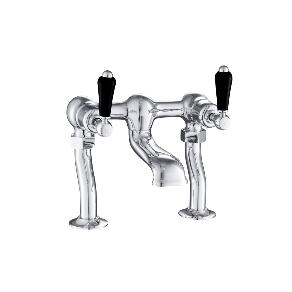 JTP Grosvenor Lever Bath Filler in Chrome with Black Lever
