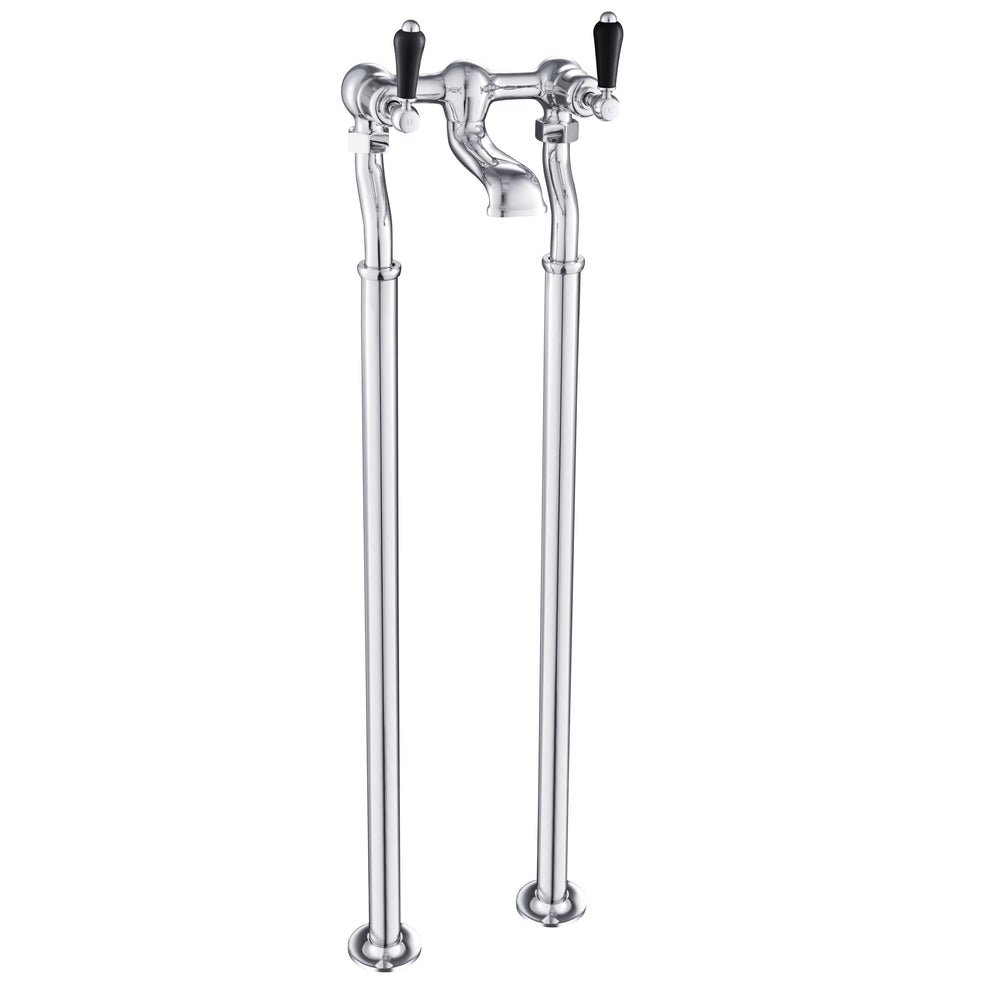 JTP Grosvenor Lever Freestanding Bath Filler in Chrome with Black Lever