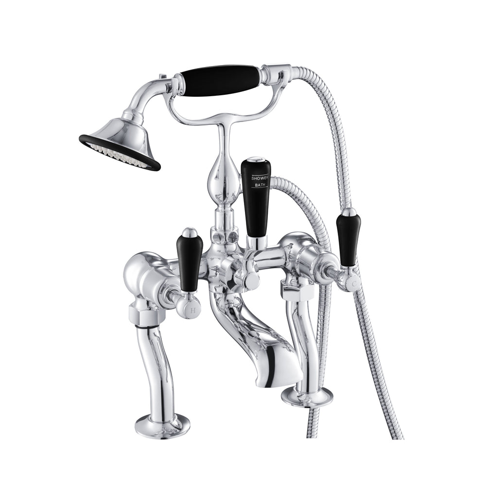 JTP Grosvenor Lever Bath Shower Mixer with Kit in Chrome with Black Lever