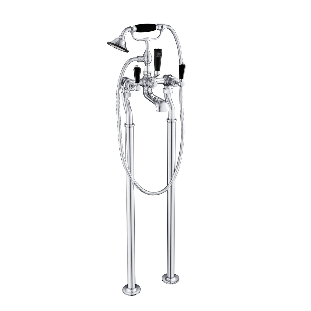 JTP Grosvenor Lever Freestanding Bath Shower Mixer with Kit in Chrome with Black Lever