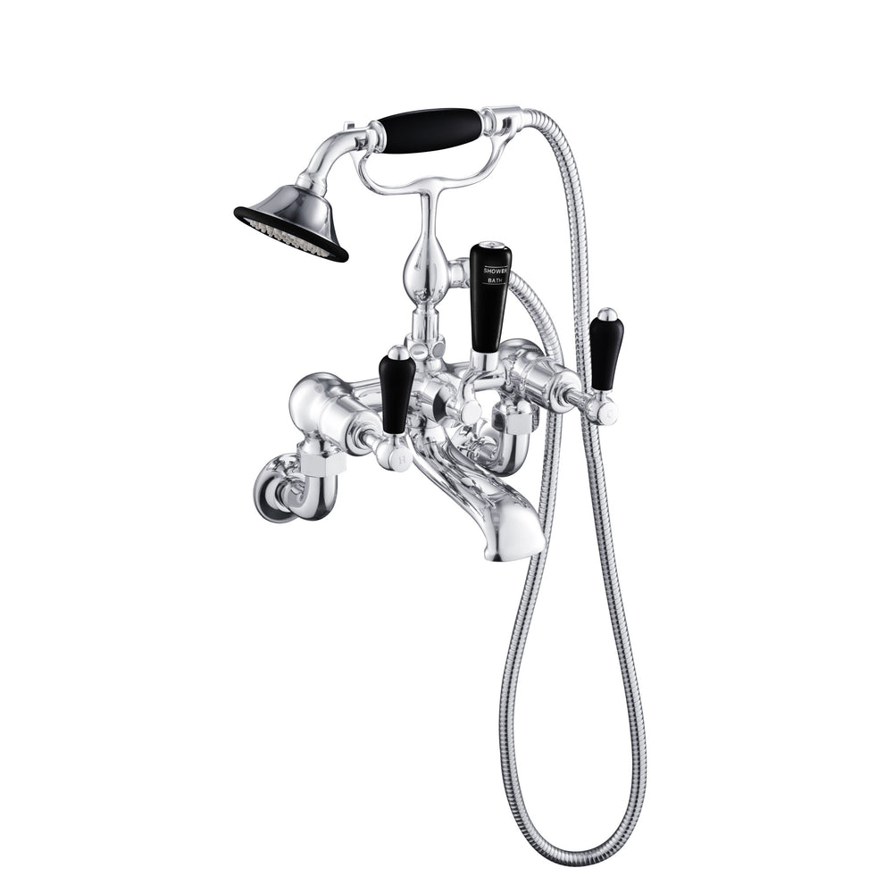 JTP Grosvenor Lever Bath Shower Mixer with Kit in Chrome with Black Lever