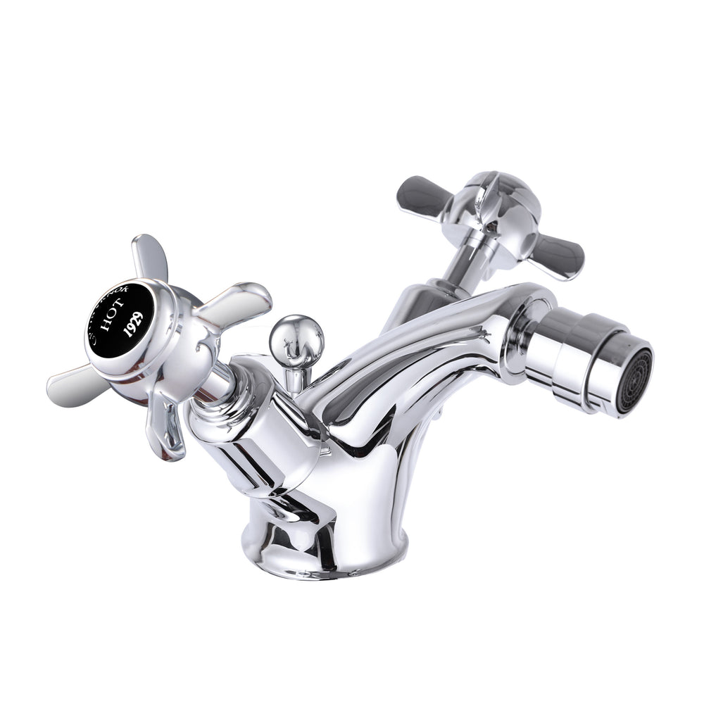 JTP Grosvenor Pinch Bidet Mixer with Pop Up Waste in Chrome with Black Indices